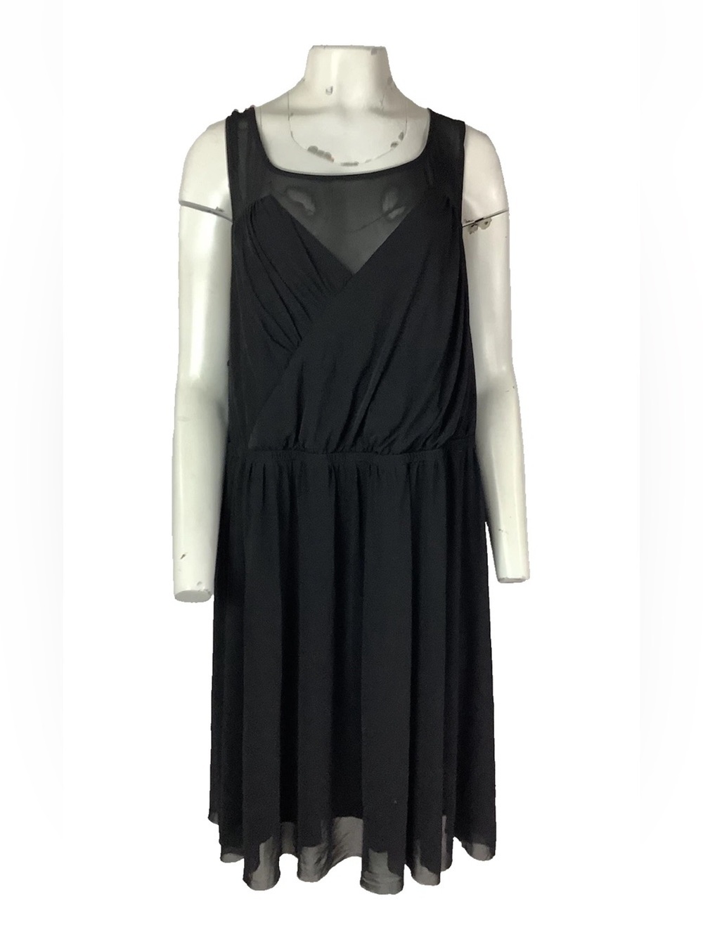 Torrid Sz 4X Swing Skater Elastic Waist Pullover Casual Mesh Hem Black Dress